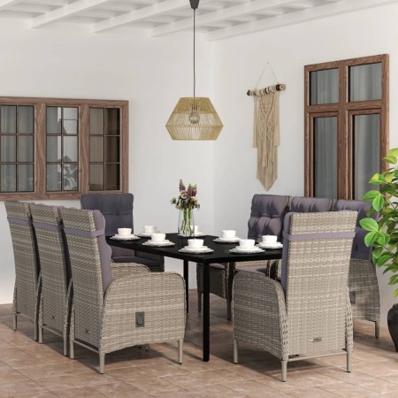 Juego de comedor de jardín 9 piezas gris y negro en Conjuntos de jardín | Comprar online en Foru.es