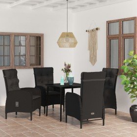 Juego de comedor de jardín 5 piezas con cojines negro en Conjuntos de jardín | Comprar online en Foru.es