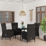 Juego de comedor de jardín 5 piezas con cojines negro en Conjuntos de jardín | Comprar online en Foru.es