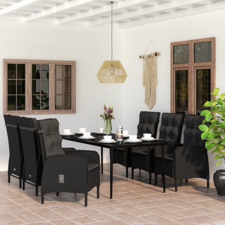 Juego de comedor de jardín 7 piezas con cojines negro en Conjuntos de jardín | Comprar online en Foru.es