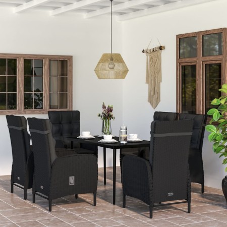 Juego de comedor de jardín 7 piezas con cojines negro en Conjuntos de jardín | Comprar online en Foru.es