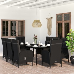 Juego de comedor de jardín 9 piezas con cojines negro en Conjuntos de jardín | Comprar online en Foru.es