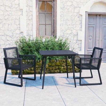 Juego de comedor de jardín 3 piezas ratán PVC negro de vidaXL, Conjuntos de jardín - Ref: Foro24-3060213, Precio: 304,97 €, D...