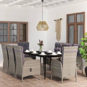 Juego de comedor de jardín 9 piezas gris y negro en Conjuntos de jardín | Comprar online en Foru.es