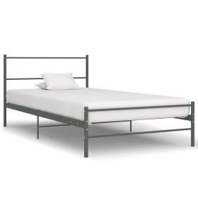 Estructura de cama de metal gris 100x200 cm de vidaXL, Camas y somieres - Ref: Foro24-284685, Precio: 78,27 €, Descuento: %