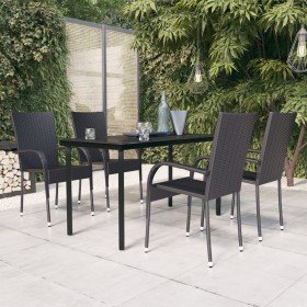 Juego de comedor de jardín 5 piezas negro en Conjuntos de jardín | Comprar online en Foru.es