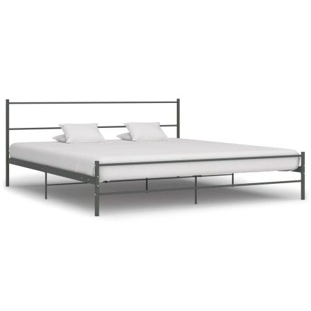 Estructura de cama de metal gris 200x200 cm de vidaXL, Camas y somieres - Ref: Foro24-284687, Precio: 120,21 €, Descuento: %