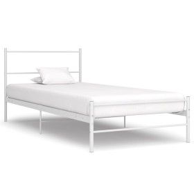 Estructura de cama de metal blanco 100x200 cm de vidaXL, Camas y somieres - Ref: Foro24-284693, Precio: 67,19 €, Descuento: %