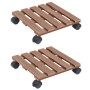 Soporte con ruedas para plantas 2 uds WPC marrón 30x30x7,5 cm en Soportes para macetas | Comprar online en Foru.es