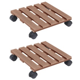 Soporte con ruedas para plantas 2 uds WPC marrón 30x30x7,5 cm en Soportes para macetas | Comprar online en Foru.es