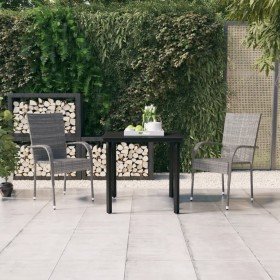Juego de comedor para jardín 3 piezas gris y negro en Conjuntos de jardín | Comprar online en Foru.es