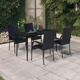 Juego de comedor para jardín 5 piezas negro en Conjuntos de jardín | Comprar online en Foru.es