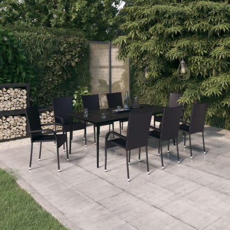 Juego de comedor para jardín 9 piezas negro en Conjuntos de jardín | Comprar online en Foru.es