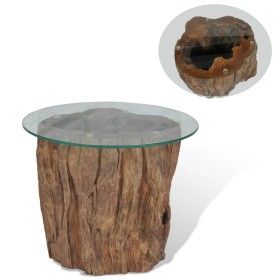 Mesa de centro de teca y vidrio 50x40 cm de vidaXL, Mesas de centro - Ref: Foro24-245069, Precio: 155,47 €, Descuento: %