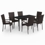 Juego de comedor de jardín 7 piezas marrón y negro en Conjuntos de jardín | Comprar online en Foru.es