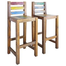 Taburetes de cocina 2 unidades madera maciza reciclada de vidaXL, Taburetes de cocina - Ref: Foro24-245800, Precio: 183,53 €,...