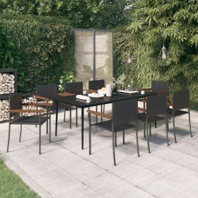 Juego de comedor de jardín 9 piezas negro en Conjuntos de jardín | Comprar online en Foru.es