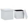 Taburetes de almacenaje plegables 2 uds cuero sintético blanco de vidaXL, Taburetes y sillas plegables - Ref: Foro24-247084, ...