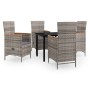 Juego de comedor de jardín 5 piezas con cojines gris en Conjuntos de jardín | Comprar online en Foru.es