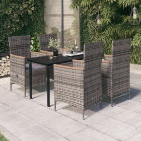 Juego de comedor de jardín 5 piezas con cojines gris en Conjuntos de jardín | Comprar online en Foru.es