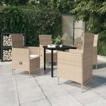 Juego de comedor de jardín 5 piezas con cojines beige en Conjuntos de jardín | Comprar online en Foru.es