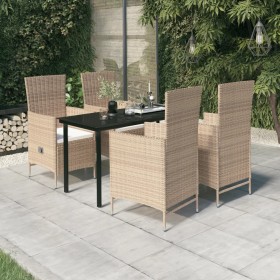 Juego de comedor de jardín 5 piezas con cojines beige en Conjuntos de jardín | Comprar online en Foru.es