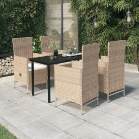 Juego de comedor de jardín 5 piezas con cojines beige en Conjuntos de jardín | Comprar online en Foru.es