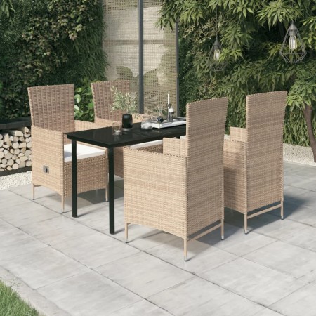 Juego de comedor de jardín 5 piezas con cojines beige en Conjuntos de jardín | Comprar online en Foru.es