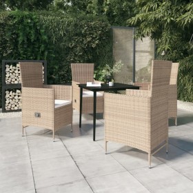 Juego de comedor de jardín 5 piezas con cojines beige en Conjuntos de jardín | Comprar online en Foru.es