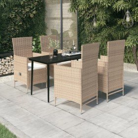 Juego de comedor de jardín 5 piezas con cojines beige en Conjuntos de jardín | Comprar online en Foru.es