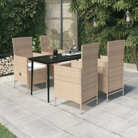 Juego de comedor de jardín 5 piezas con cojines beige en Conjuntos de jardín | Comprar online en Foru.es