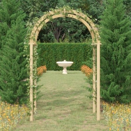 Arco de madera de pino macizo impregnado 141x97x243 cm de vidaXL, Pérgolas, arcos y enrejados de jardín - Ref: Foro24-318419,...