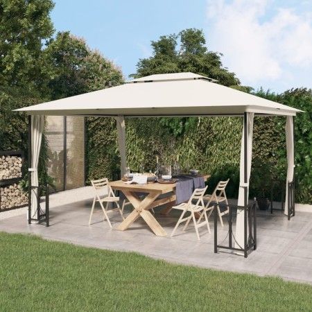 Cenador con paredes laterales y techos dobles color crema3x4 m de vidaXL, Carpas y cenadores - Ref: Foro24-318543, Precio: 35...
