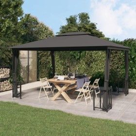 Cenador con paredes laterales y techos dobles antracita 3x4 m de vidaXL, Carpas y cenadores - Ref: Foro24-318544, Precio: 359...