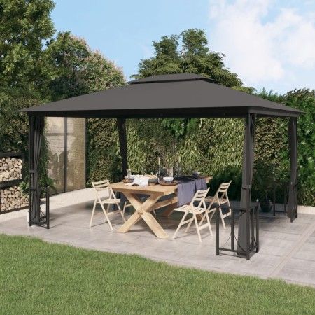 Cenador con paredes laterales y techos dobles antracita 3x4 m de vidaXL, Carpas y cenadores - Ref: Foro24-318544, Precio: 359...