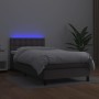 Cama box spring colchón y LED cuero sintético gris 100x200 cm de vidaXL, Camas y somieres - Ref: Foro24-3134211, Precio: 336,...