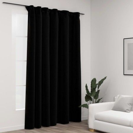 Cortina opaca con ganchos look de lino negro 290x245 cm de vidaXL, Cortinas y visillos - Ref: Foro24-321159, Precio: 56,76 €,...