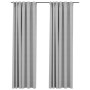 Cortinas opacas con ganchos look de lino 2 pzas gris 140x225 cm de vidaXL, Cortinas y visillos - Ref: Foro24-321173, Precio: ...