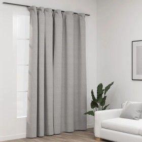 Cortina opaca con ganchos look de lino gris 290x245 cm de vidaXL, Cortinas y visillos - Ref: Foro24-321175, Precio: 53,35 €, ...