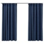 Cortinas opacas con ganchos look de lino 2 pzas azul 140x175 cm de vidaXL, Cortinas y visillos - Ref: Foro24-321180, Precio: ...