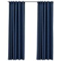 Cortinas opacas con ganchos look de lino 2 pzas azul 140x225 cm de vidaXL, Cortinas y visillos - Ref: Foro24-321181, Precio: ...