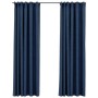 Cortinas opacas con ganchos look de lino 2 pzas azul 140x245 cm de vidaXL, Cortinas y visillos - Ref: Foro24-321182, Precio: ...