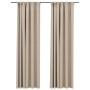 Cortinas opacas con ganchos look de lino 2 pzas beige 140x245cm de vidaXL, Cortinas y visillos - Ref: Foro24-321214, Precio: ...