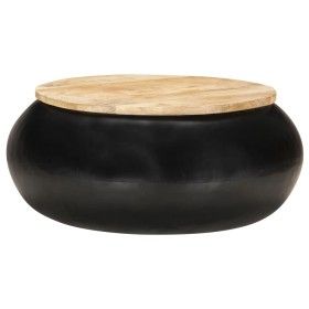 Mesa de centro de madera de mango maciza negra 68x68x30 cm de vidaXL, Mesas de centro - Ref: Foro24-323533, Precio: 176,39 €,...