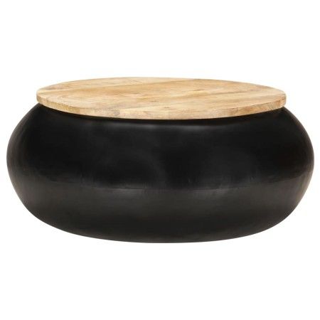 Mesa de centro de madera de mango maciza negra 68x68x30 cm de vidaXL, Mesas de centro - Ref: Foro24-323533, Precio: 176,39 €,...