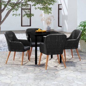 Juego de comedor de jardín 5 piezas con cojines negro en Conjuntos de jardín | Comprar online en Foru.es