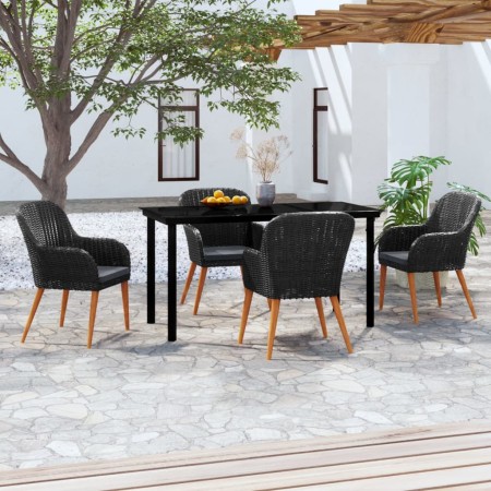 Juego de comedor de jardín 5 piezas con cojines negro en Conjuntos de jardín | Comprar online en Foru.es