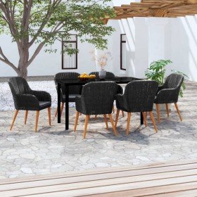 Juego de comedor de jardín 7 piezas con cojines negro en Conjuntos de jardín | Comprar online en Foru.es
