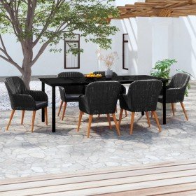 Juego de comedor de jardín 7 piezas con cojines negro en Conjuntos de jardín | Comprar online en Foru.es