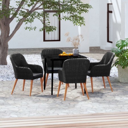 Juego de comedor de jardín 5 piezas con cojines negro en Conjuntos de jardín | Comprar online en Foru.es